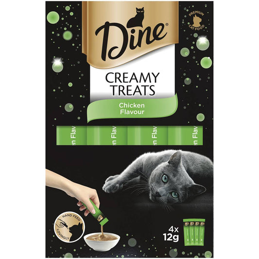 Dine Creamy Treats Flavour Cat Treat (4 x 12 grams per pack) x 4 packs