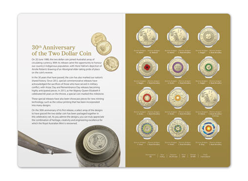 2018 30th Anniversary $2 Coin set - 12 coin collection