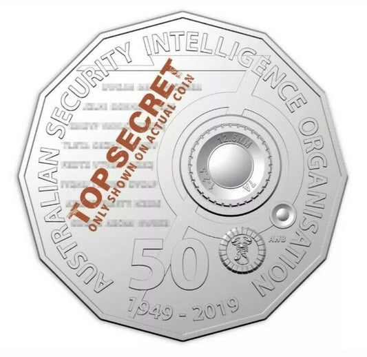 2019 ASIO 50c Coin UNC on card - 70th Anniversary Spies And Spooks