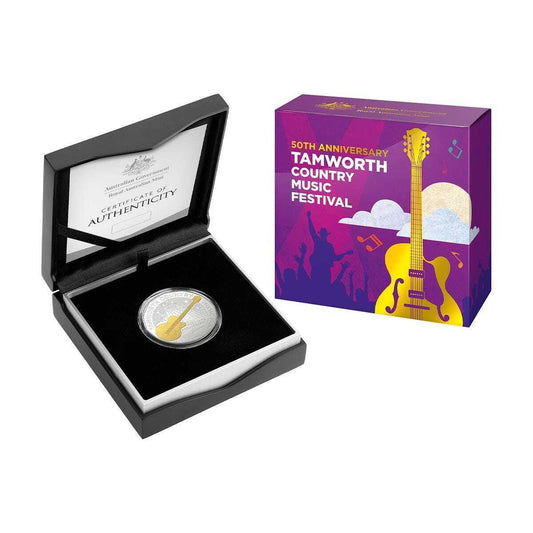 Tamworth Country Music Festival 50th Anniversary 2022 50c Selectively Gold-Plated Silver Proof Coin