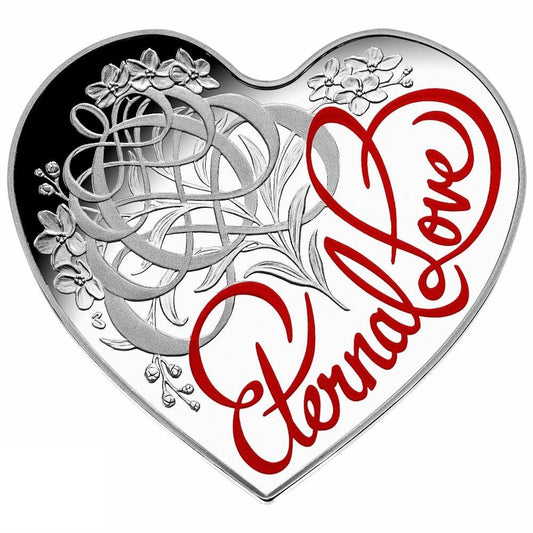 2015 $5 ETERNAL LOVE SILVER PROOF HEART SHAPED COIN Royal Australian Mint