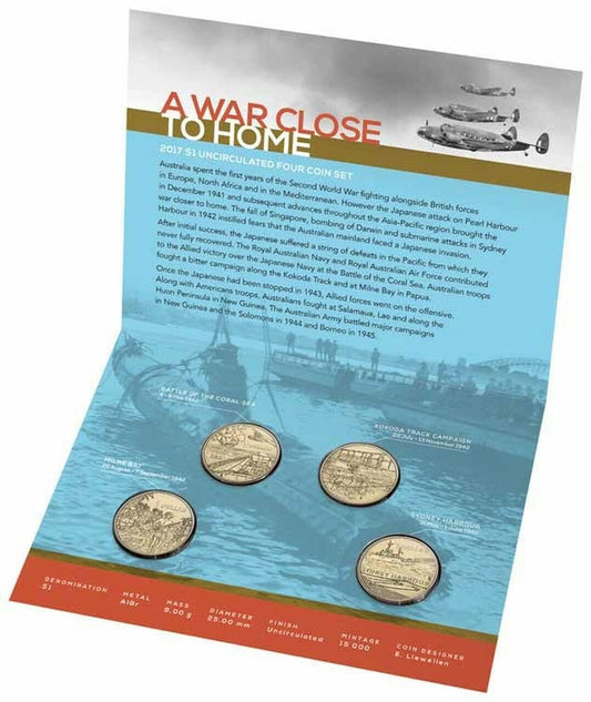 2017 $1 AlBr Uncirculated 4 Coin Set - A War Close To Home Royal Australian Mint