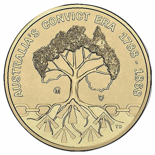 2018 Rascals & Ratbags Australia's Convict Era $1 UNC "M" mint mark (mintmark) coin.