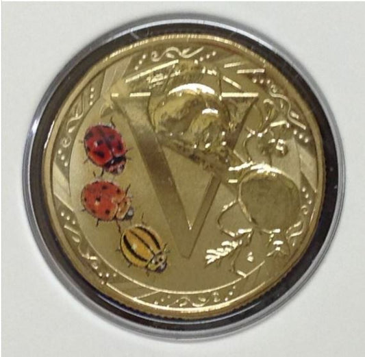 2017 Alphabet Collection Letter V $1 Coloured Frosted Coin RAM