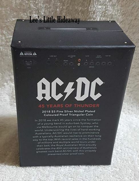2018 $5 Fine Silver Nickel Plated Coloured Proof Triangular Coin AC/DC - 45 Years of Thunder