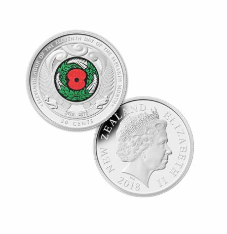 2018 Armistice Coloured 50c Coin Roll Reserve Bank of New Zealand