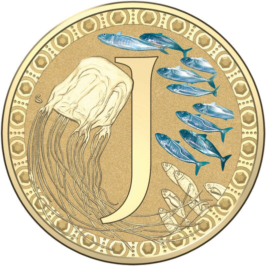 2016 Alphabet Collection Letter J $1 Coloured Frosted Coin RAM