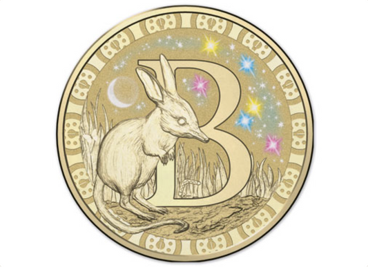 2015 Alphabet Collection Letter B $1 Coloured Frosted Coin RAM