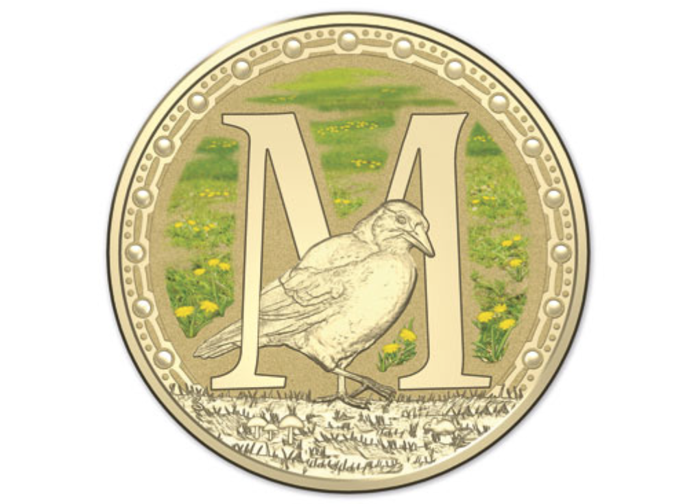 2015 Alphabet Collection Letter M $1 Coloured Frosted Coin RAM