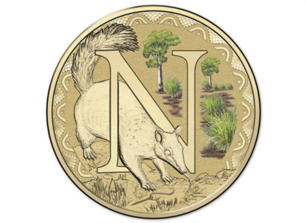 2015 Alphabet Collection Letter N $1 Coloured Frosted Coin RAM