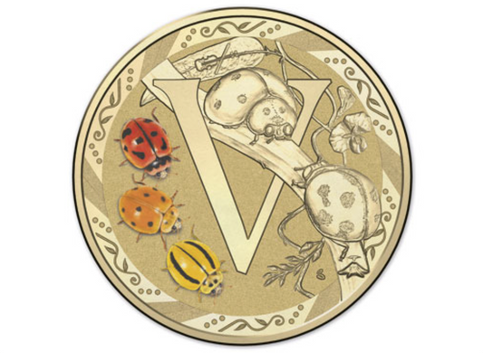 2015 Alphabet Collection Letter V $1 Coloured Frosted Coin RAM