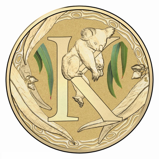 2016 Alphabet Collection Letter K $1 Coloured Frosted Coin RAM