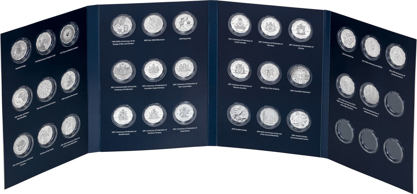 Royal Australian Mint 20 cent, 50 cent, $1 & $2 Circulating Coin Folders/Albums (Set of 4)