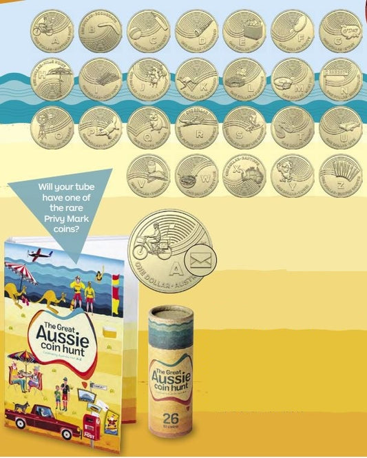 2019 $1 The Great Aussie Coin Hunt Folder & 26 coin Set - TUBE unopened and sealed UNC.
