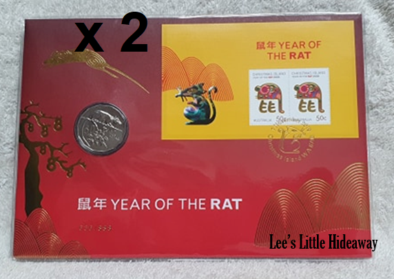 2019 (coin dated 2020) 50c Lucky 888 Year of the Rat Tetra-Decagon Prestige PNC x 2