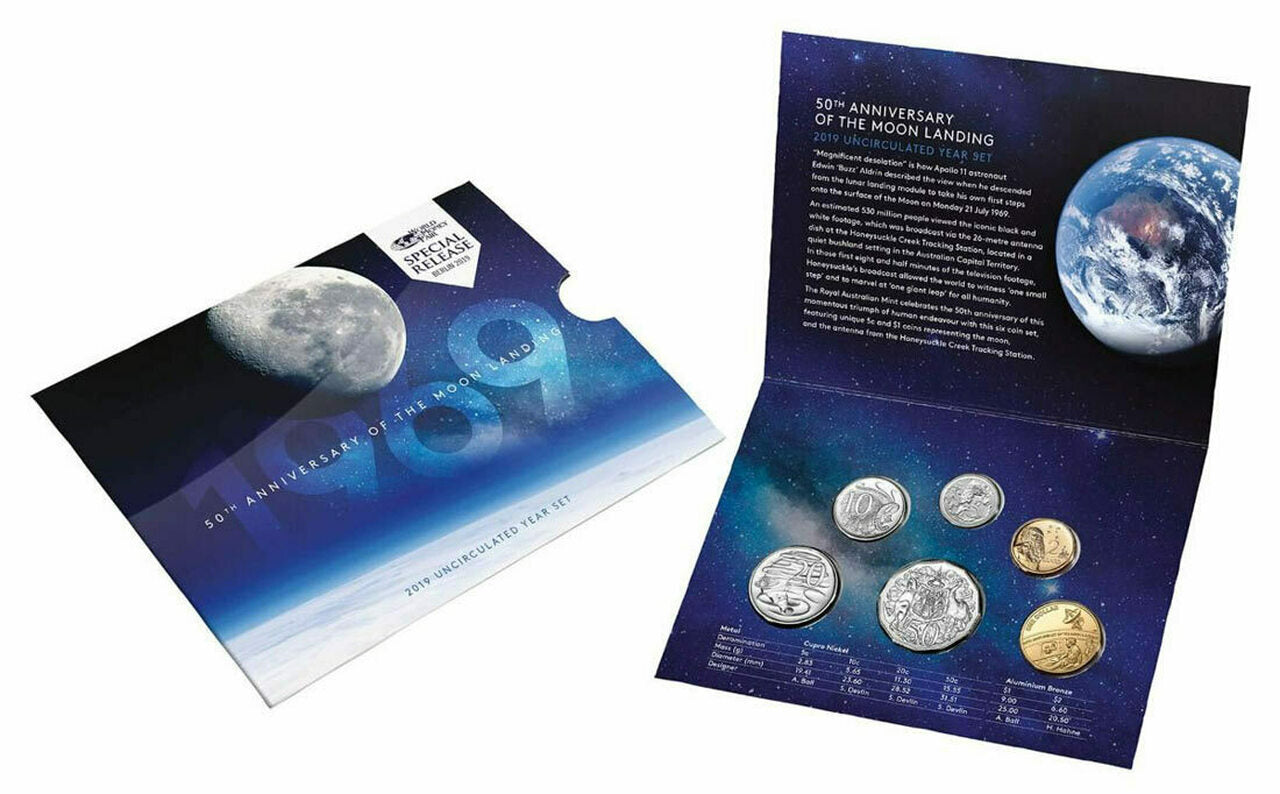 2019 Berlin World Money Fair (Special Release) 6-coin Mint Set Moon Landing 50th Anniversary