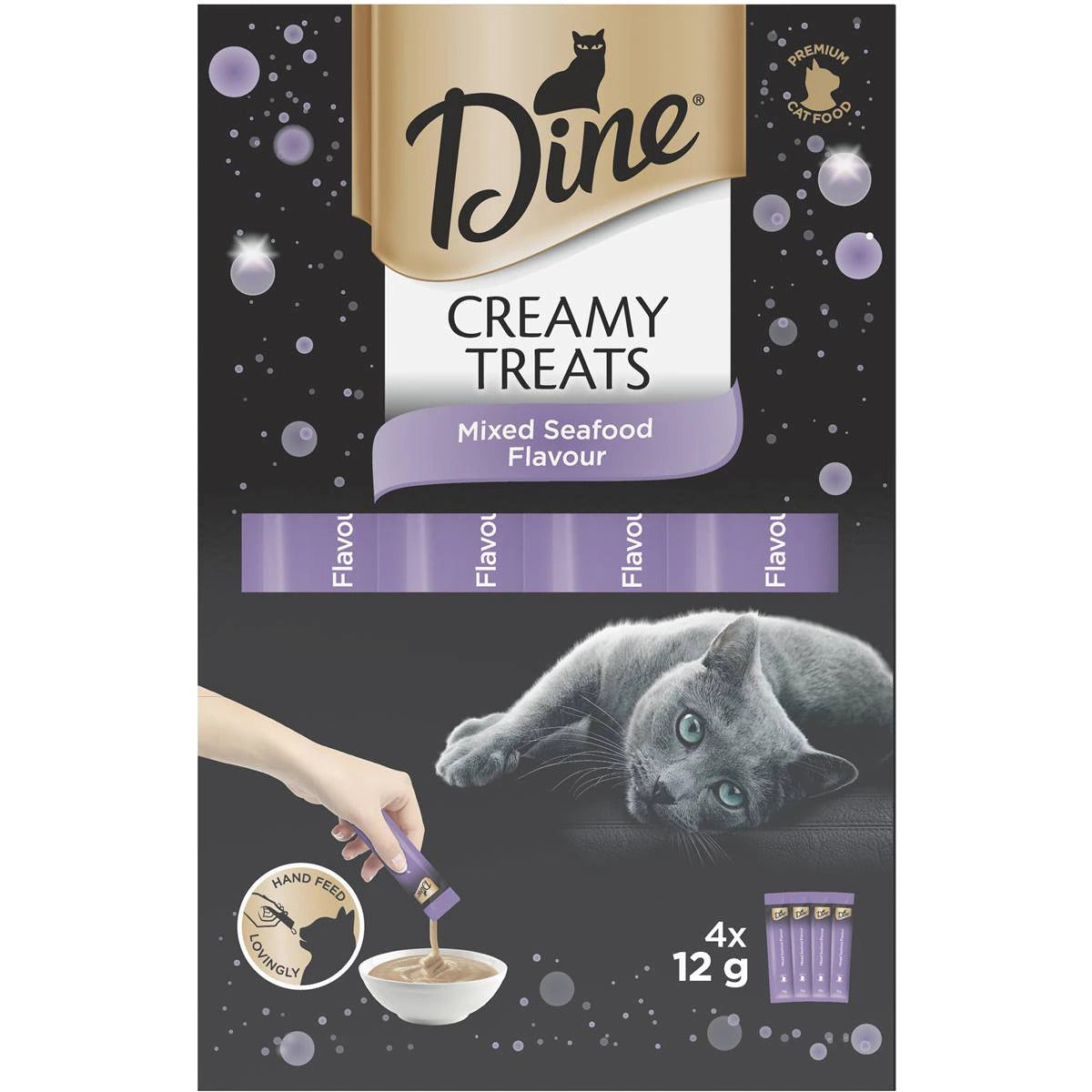 Dine Creamy Treats Flavour Cat Treat (4 x 12 grams per pack) x 4 packs