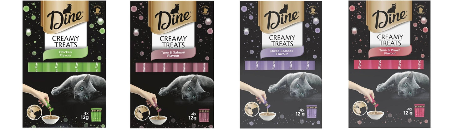 Dine Creamy Treats Flavour Cat Treat (4 x 12 grams per pack) x 4 packs