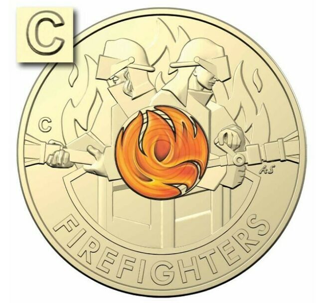 2020 Brave Fire Fighter "C" mintmark $2 Dollar Carded Coin UNC