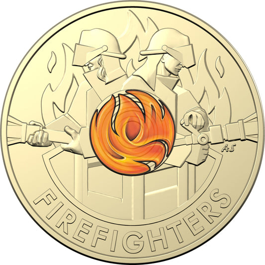 2020 $2 Coloured UNC Coin - Brave Australia's Firefighters Card (credit card size)