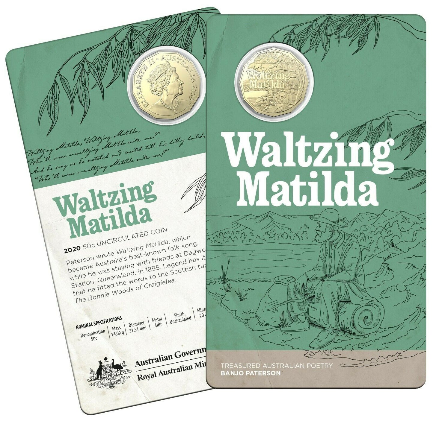 2020 50c Banjo Paterson Three coin set with Folder