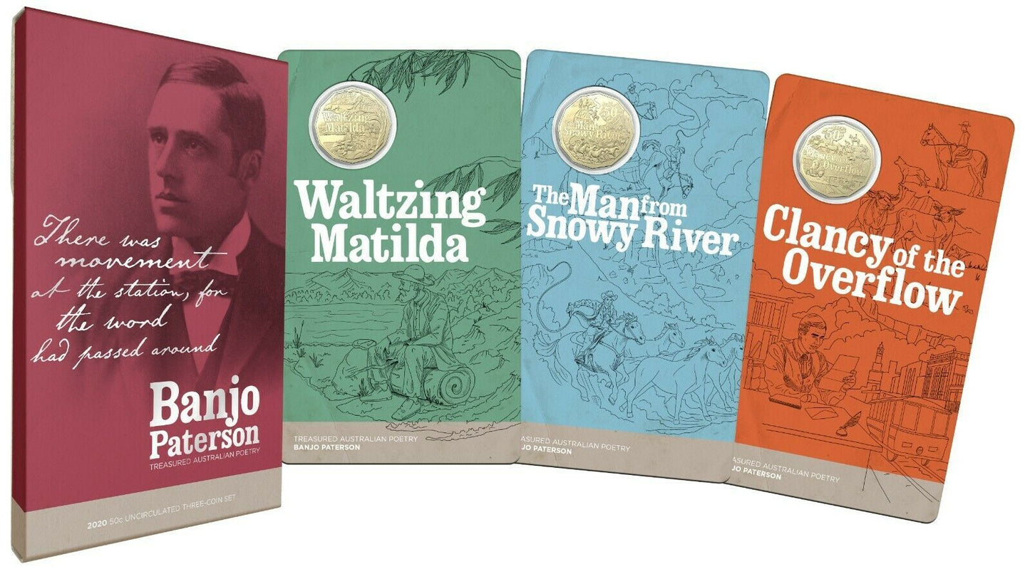 2020 50c Banjo Paterson Three coin set with Folder
