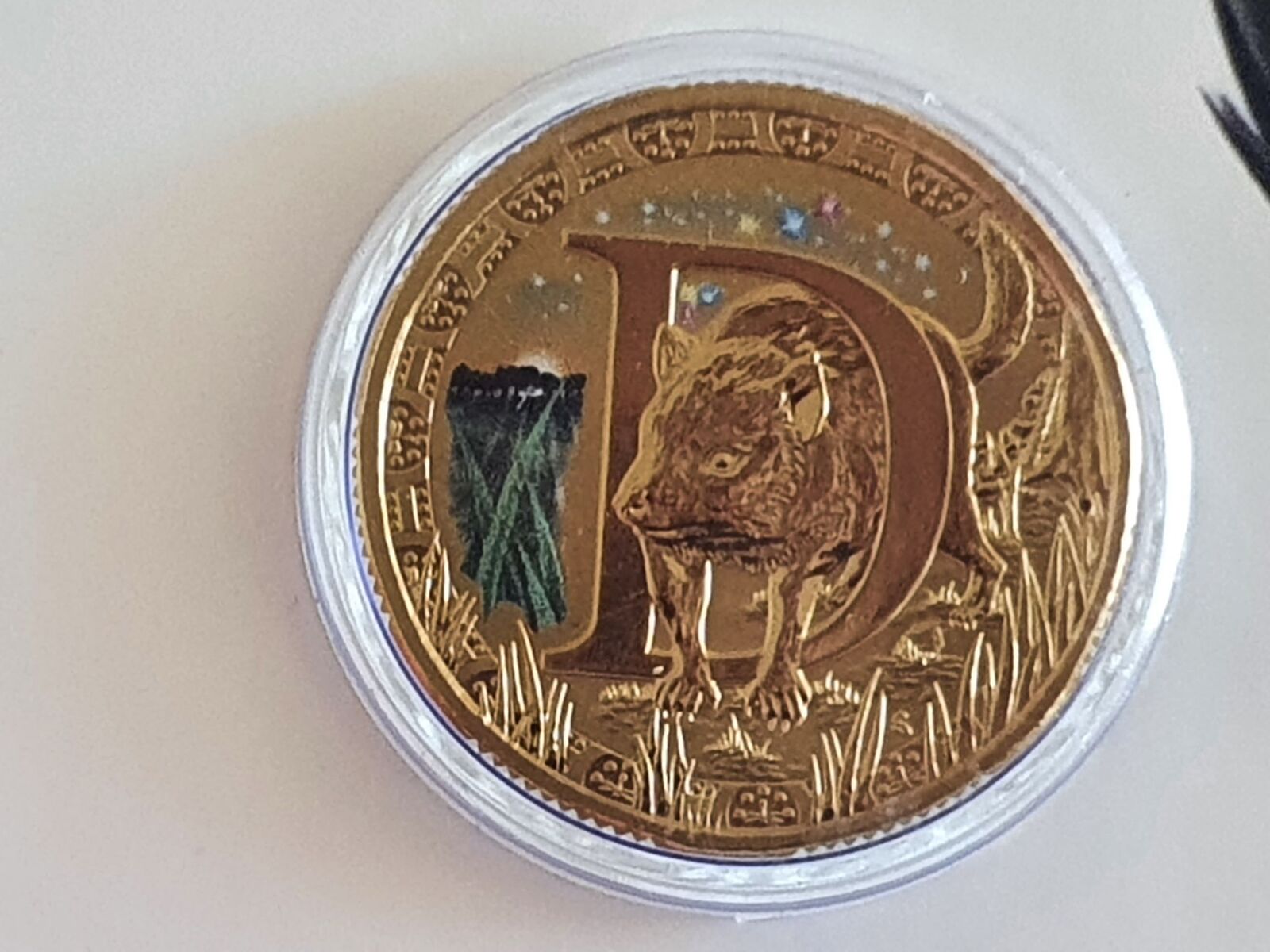 2017 Alphabet Collection Letter D $1 Coloured Frosted Coin RAM