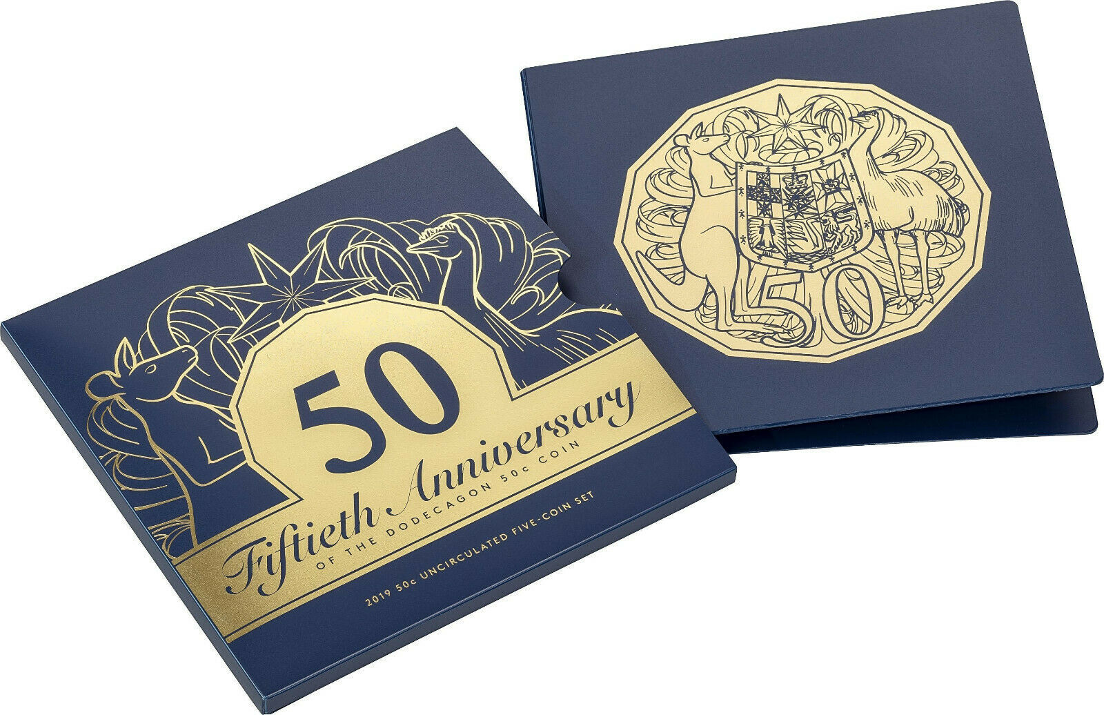 2019 50th ANNIVERSARY DODECAGON 50c 5 COIN UNCIRCULATED SET ROYAL AUSTRALIAN MINT