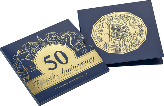 2019 50th ANNIVERSARY DODECAGON 50c 5 COIN UNCIRCULATED SET ROYAL AUSTRALIAN MINT