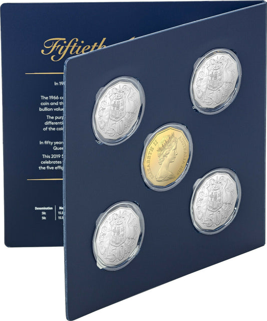 2019 50th ANNIVERSARY DODECAGON 50c 5 COIN UNCIRCULATED SET ROYAL AUSTRALIAN MINT