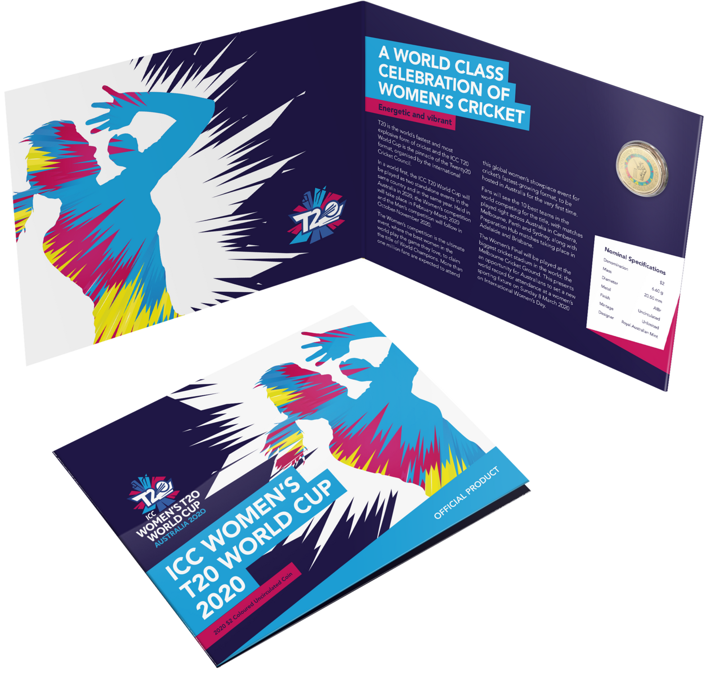 ICC Women's T20 World Cup 2020 $2 Coloured Uncirculated Coin