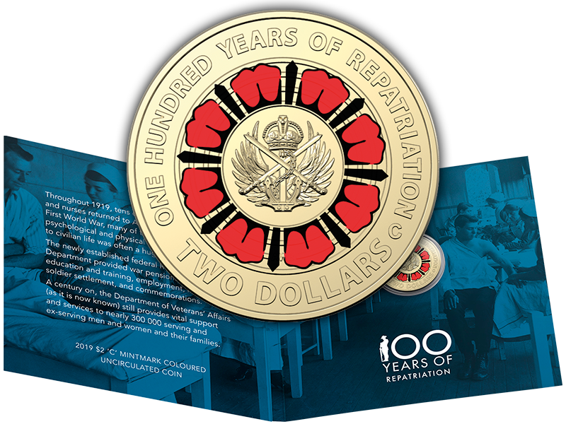 2019 Repatriation $2 C mintmark coin (unfolded)
