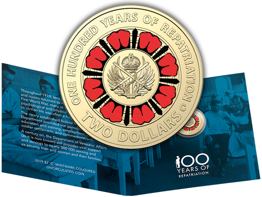 2019 Repatriation $2 C mintmark coin (unfolded)