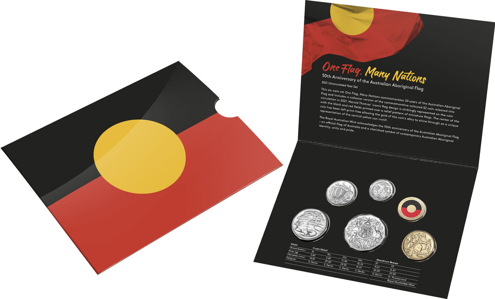 2021 Six Coin Uncirculated Year Set 50th Anniversary of the Aboriginal Flag 