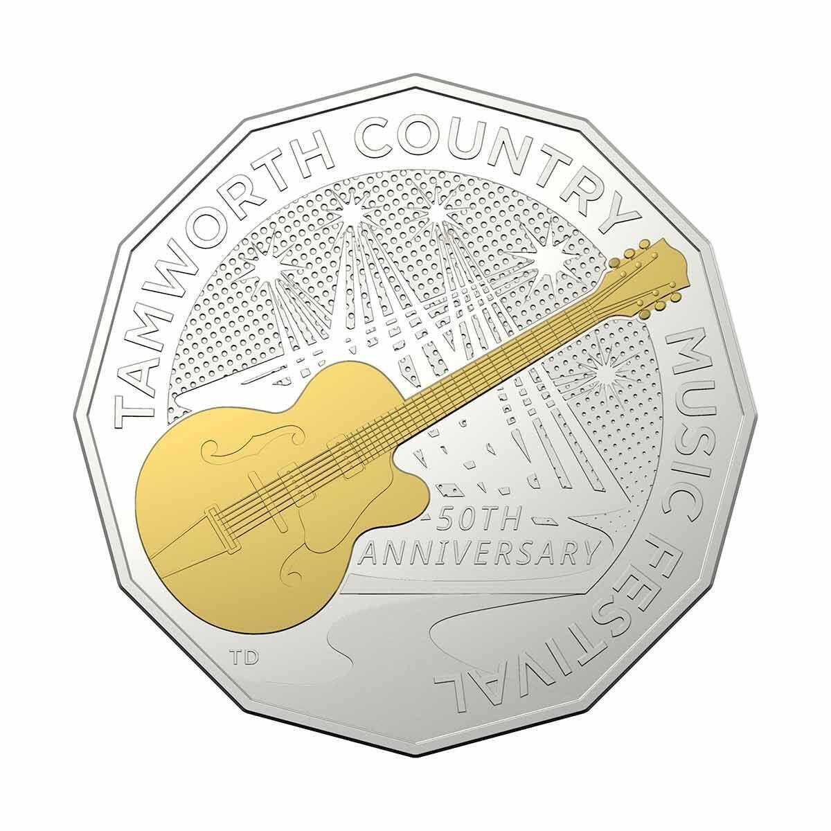 Tamworth Country Music Festival 50th Anniversary 2022 50c Selectively Gold-Plated Silver Proof Coin