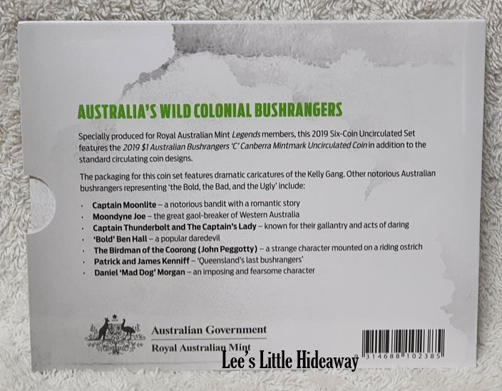 2019 Bushrangers Legends Edition Uncirculated 6 Coin Set (Ballot) - The Bold, The Bad, And The Ugly