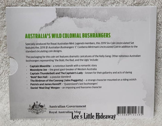2019 Bushrangers Legends Edition Uncirculated 6 Coin Set (Ballot) - The Bold, The Bad, And The Ugly