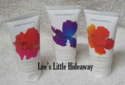 Nutrimetics Scented Hand creme 50 ml - Set of 3 (Rose & Patchouli, Iris & Geranium, Orange Blossom & Cocount)