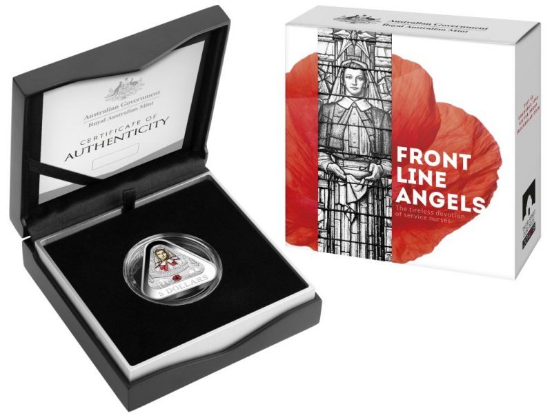 2017 Front Line Angels $5 Coloured Fine Silver Proof Triangular Coin