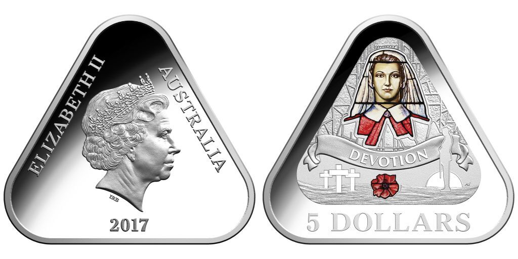 2017 Front Line Angels $5 Coloured Fine Silver Proof Triangular Coin