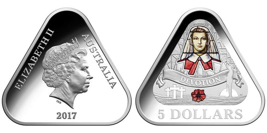 2017 Front Line Angels $5 Coloured Fine Silver Proof Triangular Coin