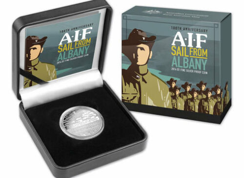 2014 $1 100th Anniversary AIF Sail From Albany Silver Proof Coin Royal Australian Mint