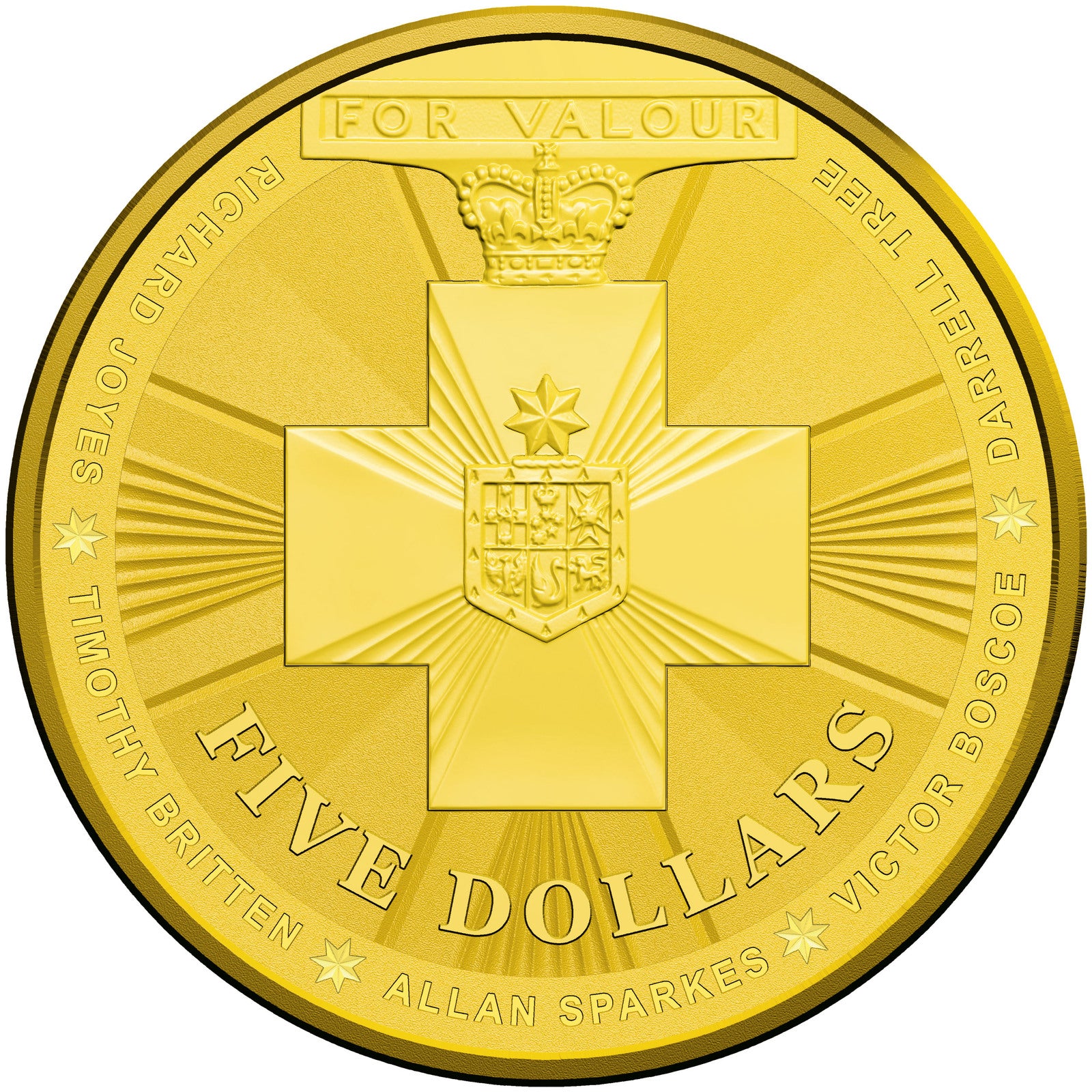 2015 $5 Gold-plated Fine Silver Frosted Uncirculated Australian Bravery Coin Royal Australian Mint