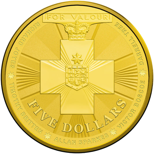 2015 $5 Gold-plated Fine Silver Frosted Uncirculated Australian Bravery Coin Royal Australian Mint