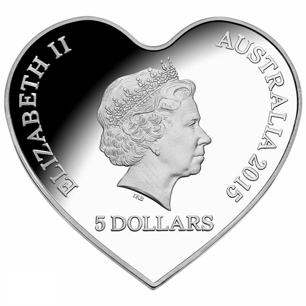 2015 $5 ETERNAL LOVE SILVER PROOF HEART SHAPED COIN Royal Australian Mint