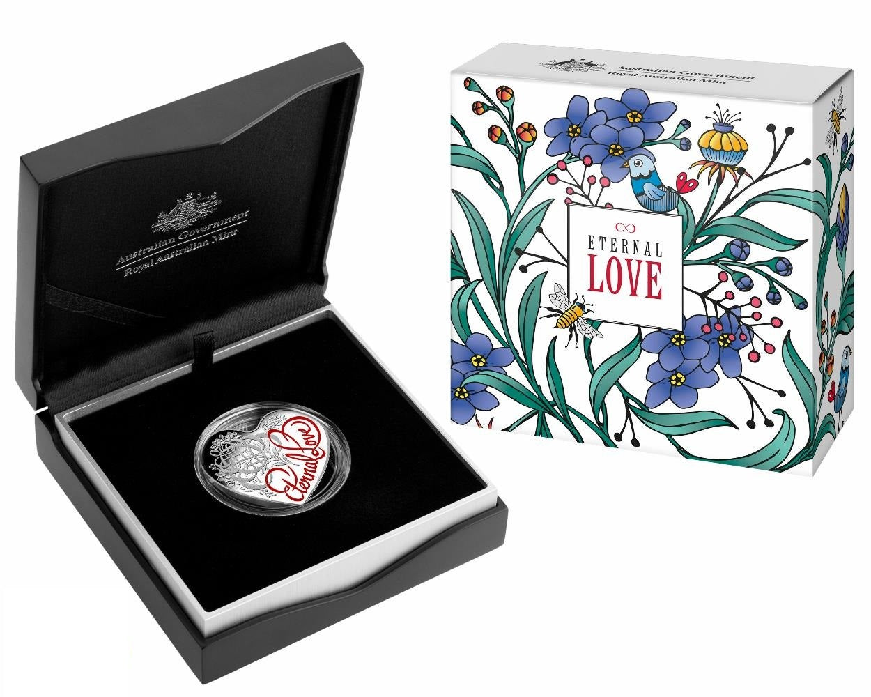 2015 $5 ETERNAL LOVE SILVER PROOF HEART SHAPED COIN Royal Australian Mint