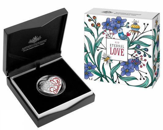 2015 $5 ETERNAL LOVE SILVER PROOF HEART SHAPED COIN Royal Australian Mint