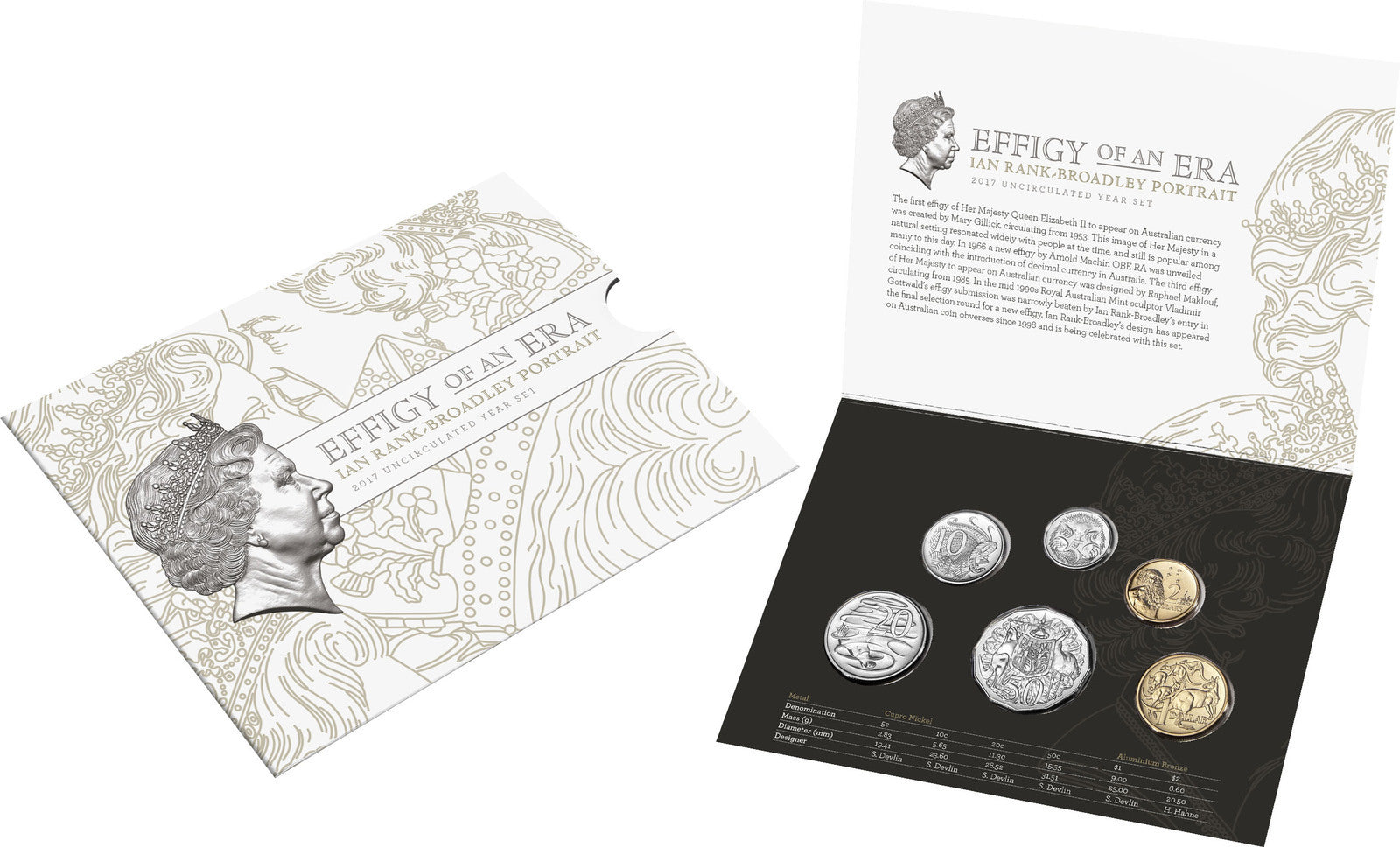 2017 Uncirculated 6 Coin Year Mint Set - Effigy of an Era - Ian Rank-Broadley Portrait Royal Australian Mint