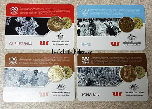2016 Anzac to Afghanistan 25 cent coin (set of 4 coins) Our Legends, Kokoda, Long Tan & Peace.