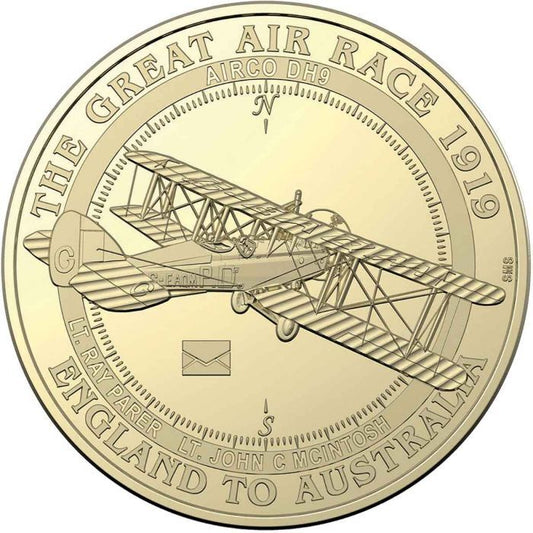 2019 $1 Centenary of First Flight England to Australia Airco DH9 G-EAQM Coin & Stamp Cover PNC